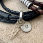 Braided leather charm necklace with bayonet closure / triple wrap genuine leather necklace/ personalized leather sterling charm necklace