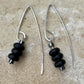 Black onyx and hematite V-shaped drop sterling silver earrings / black onyx earrings
