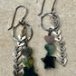 Indian Agate star and heart gemstone dangle earrings with circle and chevron chain