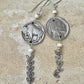 Indian head buffalo nickel earrings with chain and white turquoise gemstone / coin earrings