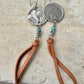 Indian head buffalo nickel earrings with deerskin leather and turquoise gemstone / leather earrings