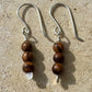 Sandalwood natural tiger skin dangle earrings, natural gemstone