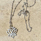 Sterling silver satellite chain necklace with delicate lotus flower pendant / charm