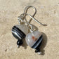 Black tuxedo agate gemstone / beaded heart shaped earrings