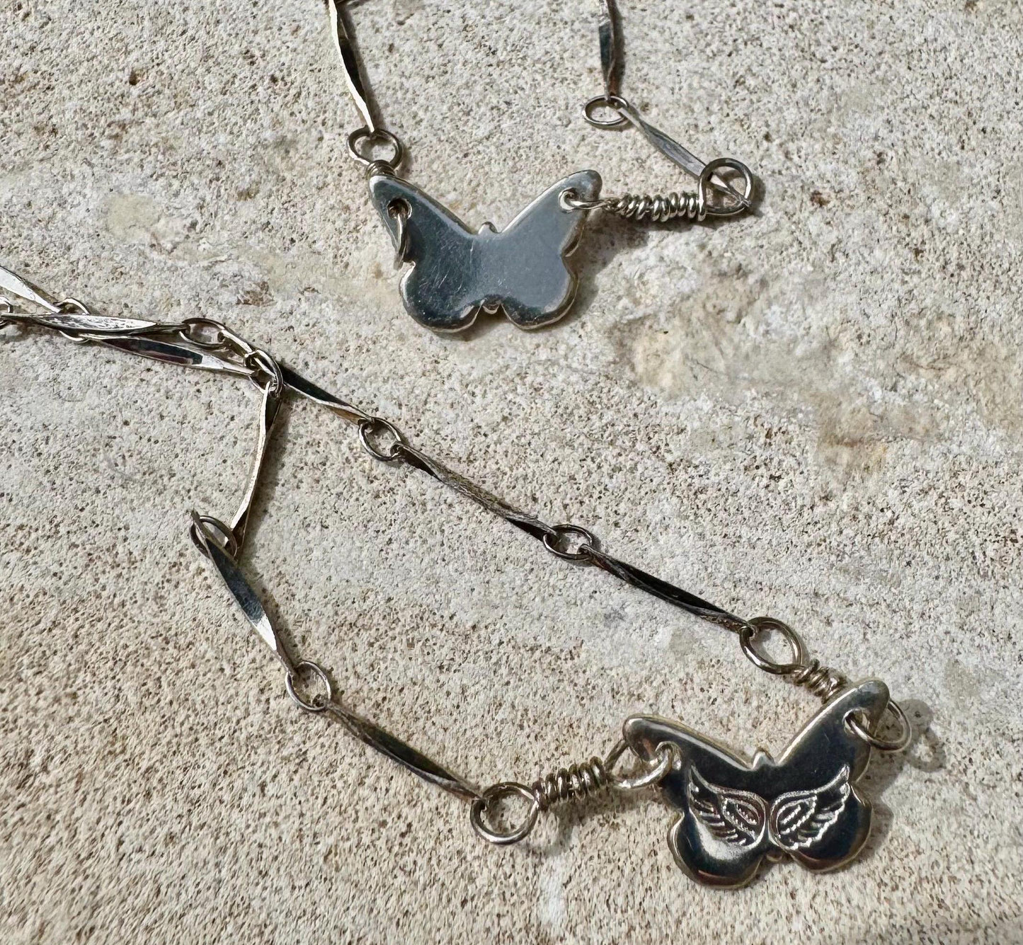 Sterling silver butterfly charm necklace / connector pendant necklace / personalized necklace