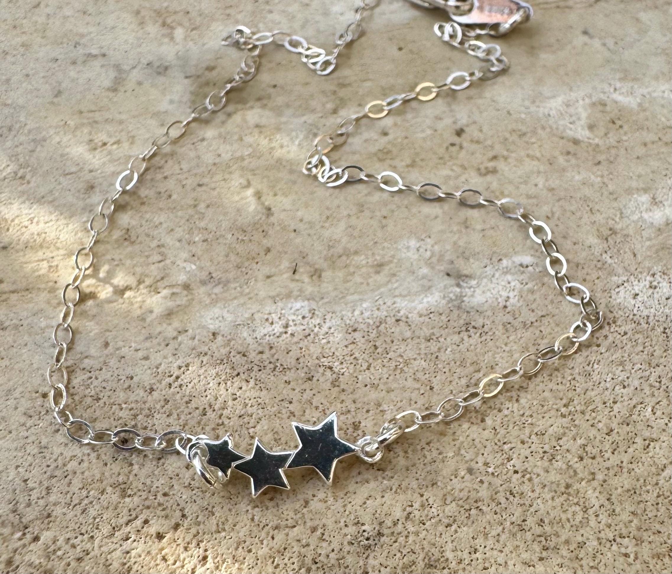 Graduating stars sterling silver chain ankle bracelet / anklet bracele ...