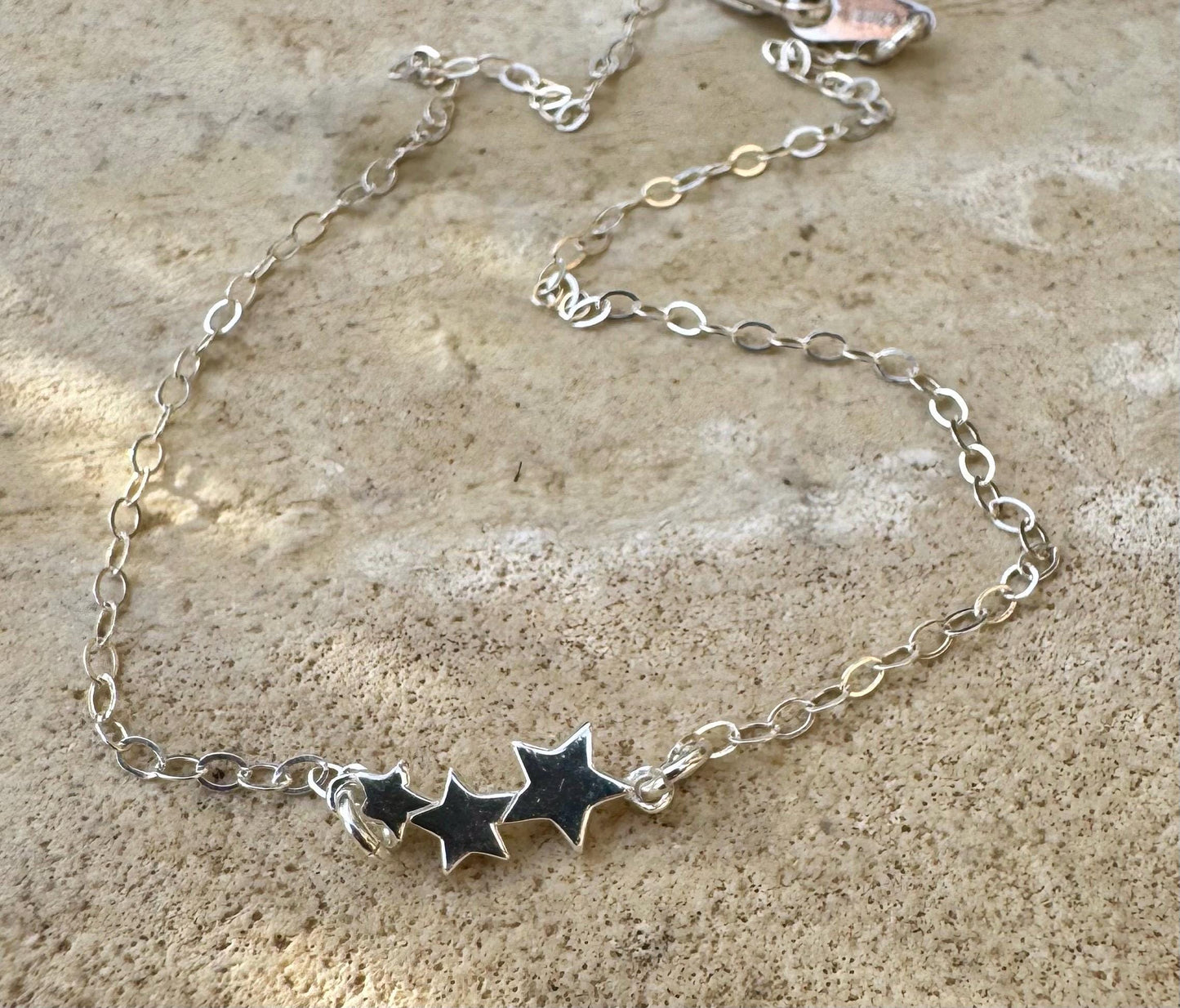 Graduating stars sterling silver chain ankle bracelet / anklet bracelet