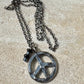 Peace Pendant Necklace, Black Onyx Charm with Hematite Accent, Peace Charm, Onyx Necklace, Peace Necklace, Gift Idea