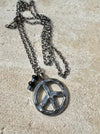 Peace Pendant Necklace, Black Onyx Charm with Hematite Accent, Peace Charm, Onyx Necklace, Peace Necklace, Gift Idea