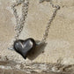 Obsidian gemstone puffy heart necklace
