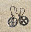 Peace Symbol Sterling Silver Dangle Earrings, Drop Earrings, Bohemian Style Jewelry, Silver Peace Earrings, Gift
