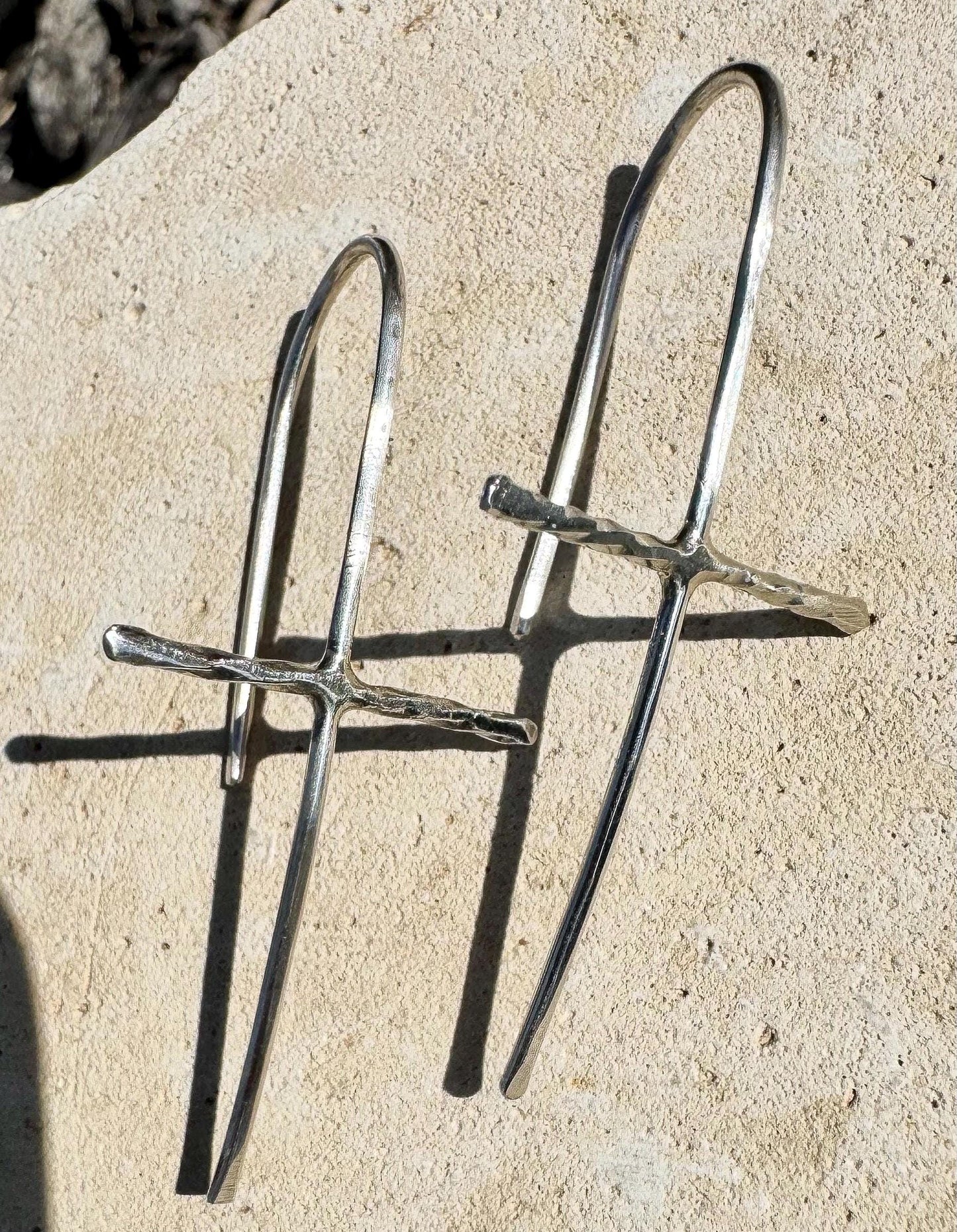 Handcrafted Sterling Silver Cross Earrings – Unique Seamless Design (20g or 18g Option)