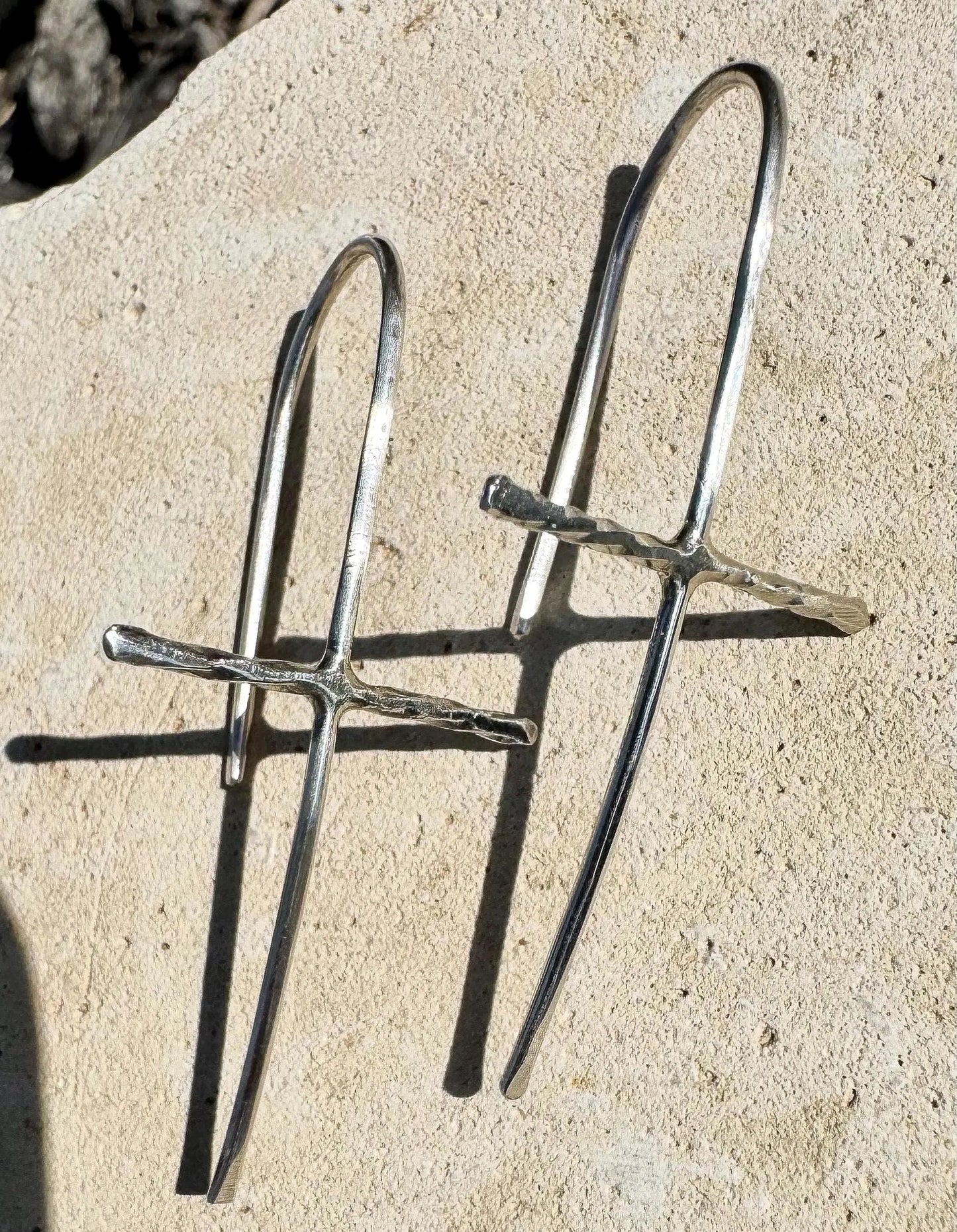 Handcrafted Sterling Silver Cross Earrings - Unique Seamless Design