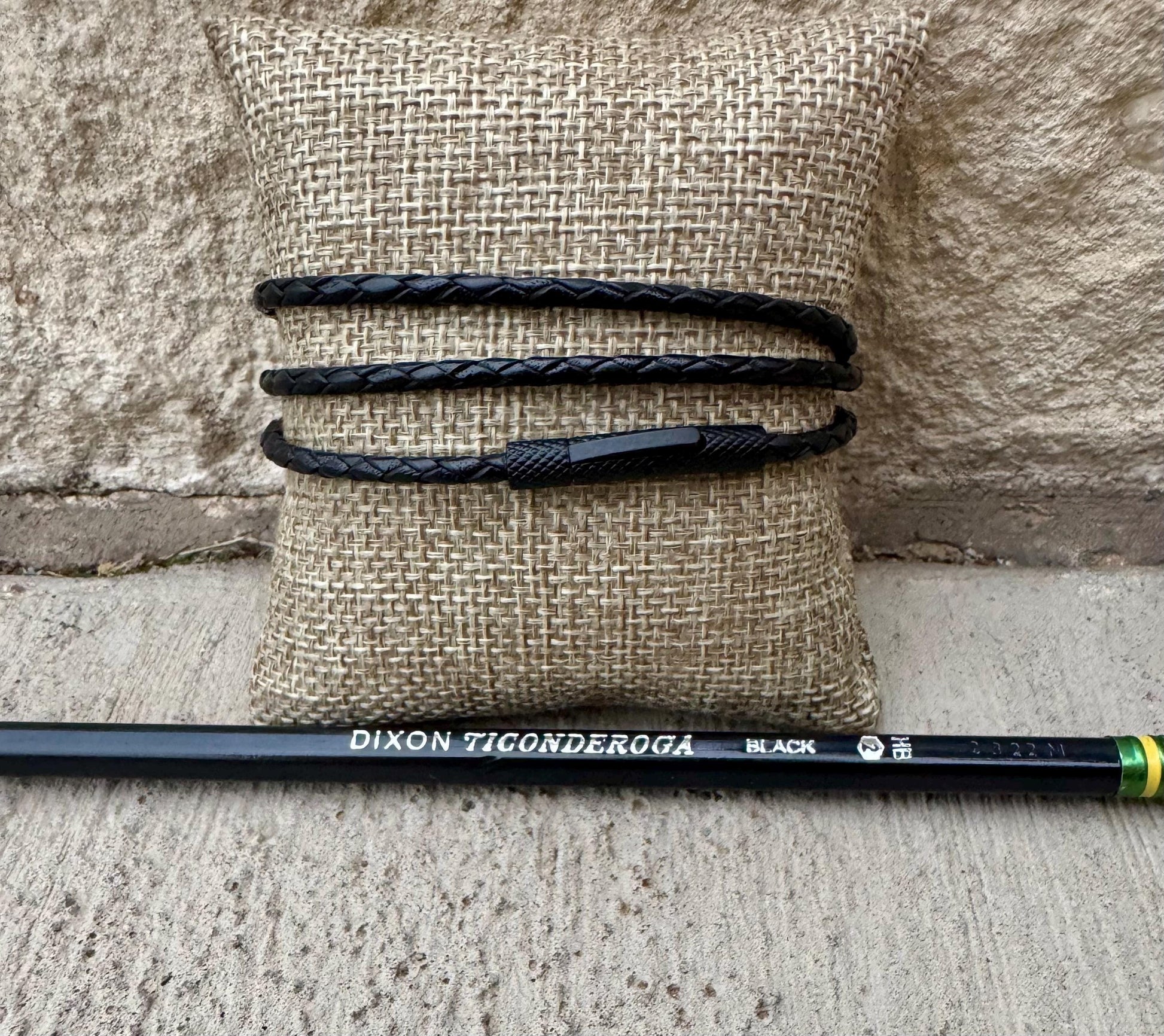 Braided Leather Wrap Bracelet, Bayonet Closure, Triple Wrap Bracelet, Genuine Leather, Leather Jewelry, Gift For Him, Gift For Her