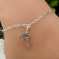 Charm Anklet Sterling Silver, Paperclip Chain Ankle Bracelet, Gemstone Ankle Jewelry, Women's Silver Anklet