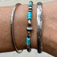 Turquoise Navajo pearl torpedo bracelet / beaded gemstone sterling silver bracelet