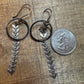 Chevron chain earrings with sterling silver circle accent