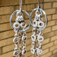 Chain earrings with sterling silver circle accent