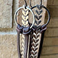 Leather earrings with chevron chain and sterling silver circle