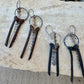 Leather earrings with chevron chain and sterling silver circle