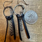 Leather earrings with chevron chain and sterling silver circle