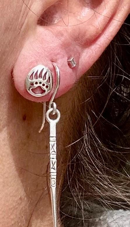Bear paw sterling silver post earrings