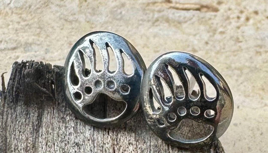 Bear paw sterling silver post earrings