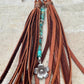 Turquoise and leather purse tassel / keychain handbag tassel