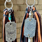 Turquoise and leather purse tassel / keychain handbag tassel / white turquoise or blue turquoise