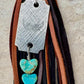 Turquoise and leather purse tassel / keychain handbag tassel / star and heart gemstone tassel