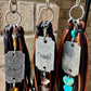 Turquoise and leather purse tassel / keychain handbag tassel / star and heart gemstone tassel