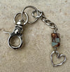 Keychain with impression jasper and sterling silver heart charm