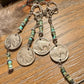 Indian head buffalo nickel keychain with African jasper turquoise gemstone