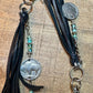 Indian head buffalo nickel leather purse tassel / keychain with African jasper turquoise gemstone