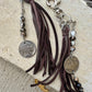 Leather purse tassel Indian head buffalo nickel keychain with white buffalo gemstone