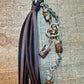 Leather purse tassel with Impression jasper gemstone / beads and sterling silver heart charm