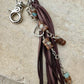 Leather purse tassel with Impression jasper gemstone / beads and sterling silver heart charm