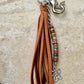 Leather handbag / purse tassel with Red Creek Picasso Jasper gemstones and sterling silver butterfly charm