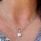 Personalized Sterling Silver Charm Necklace, Paperclip Chain Necklace with Charms and Gemstone, Carabiner necklace, Personalized Gift
