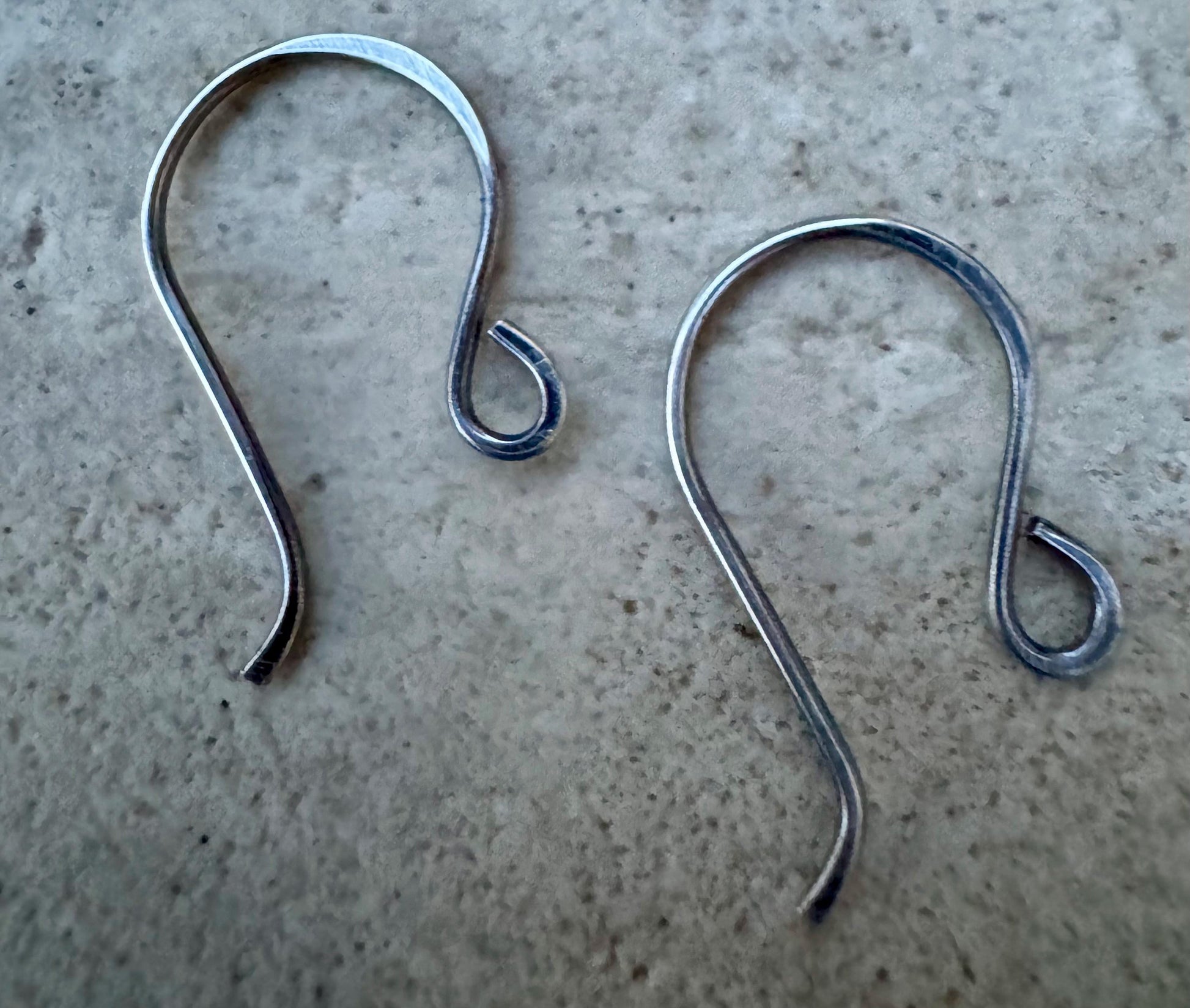 Modern French 20g front hook sterling silver ear wires / handmade ear wires / shiny or oxidized polished