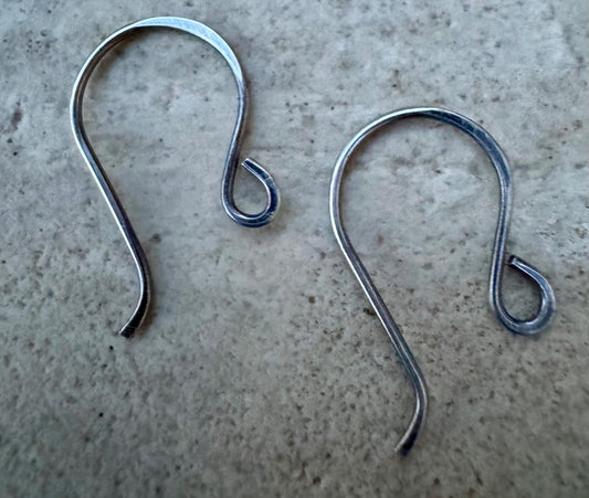Modern French 20g front hook sterling silver ear wires / handmade ear wires / shiny or oxidized polished