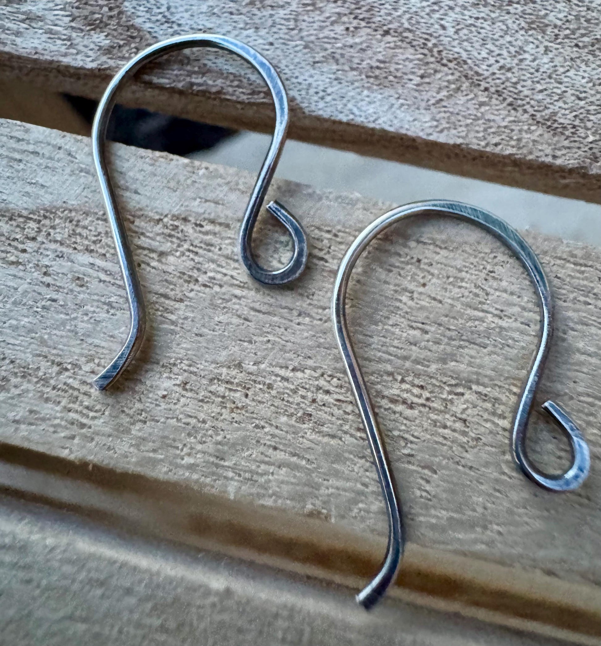 Modern French 20g front hook sterling silver ear wires / handmade ear wires / shiny or oxidized polished