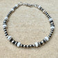 Navajo Pearl with White Turquoise bracelet / gemstone beaded sterling silver bracelet