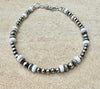 Navajo Pearl with White Turquoise bracelet / gemstone beaded sterling silver bracelet