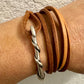 Multi Wrap Leather Bracelet | Silver Half Cuff | Brown, Black & Saddle Options