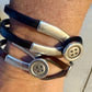 Wrap Leather Bracelet, Button Silver Half Cuff, Black Leather Bracelet, Coraline Bracelet, Gift Idea
