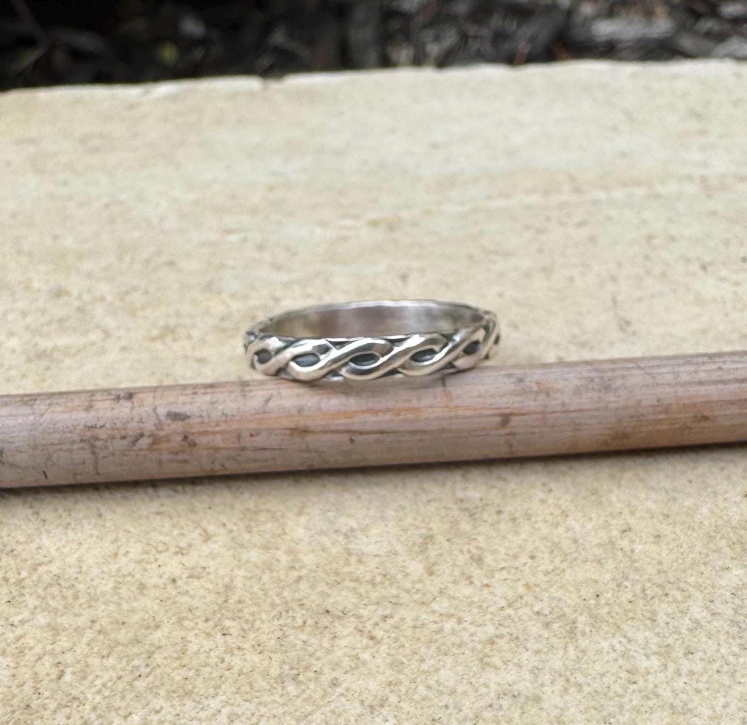 Sterling silver twist wire pattern ring band / twisted wire style ring band / handmade ring band