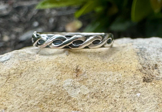 Sterling silver twist wire pattern ring band / twisted wire style ring band / handmade ring band