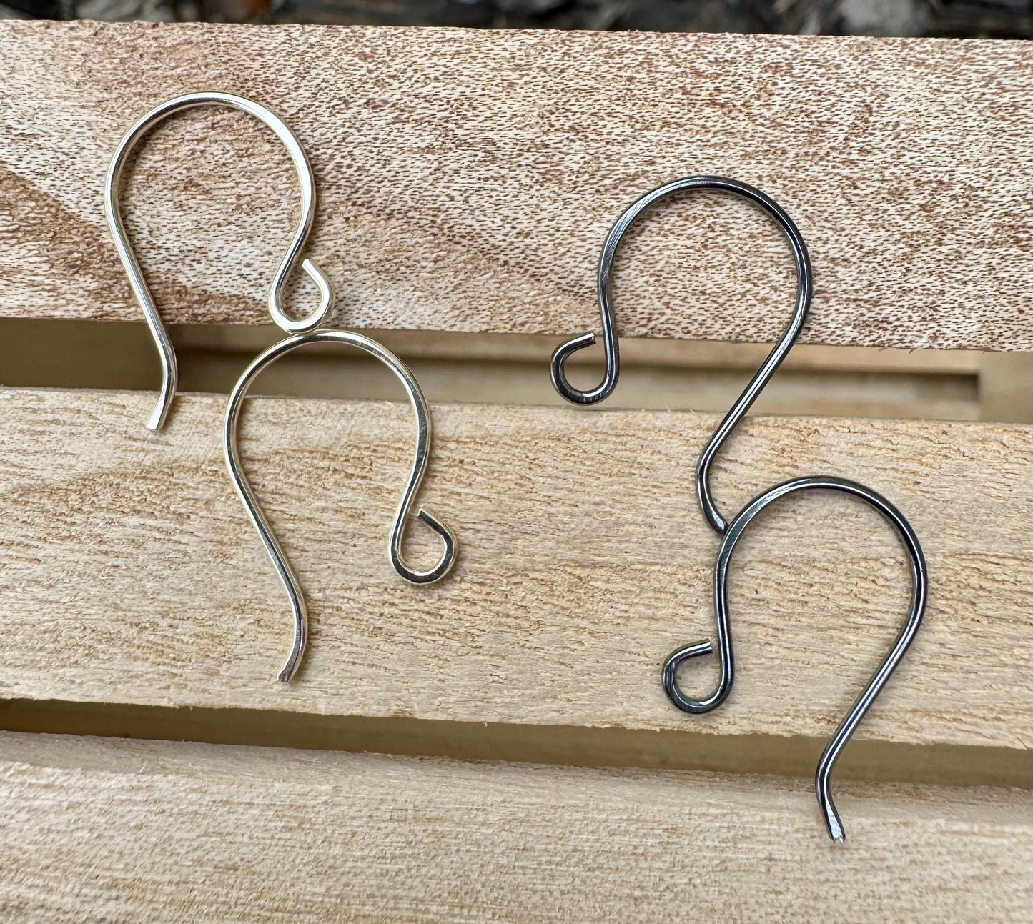 Modern French 20g front hook sterling silver ear wires / handmade ear wires / shiny or oxidized polished