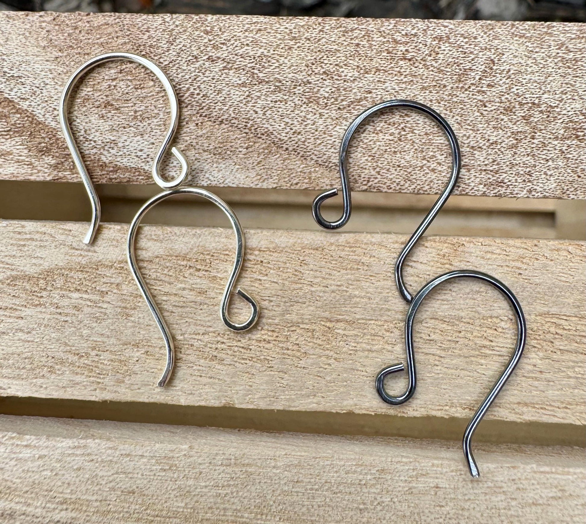 Modern French 20g front hook sterling silver ear wires / handmade ear wires / shiny or oxidized polished